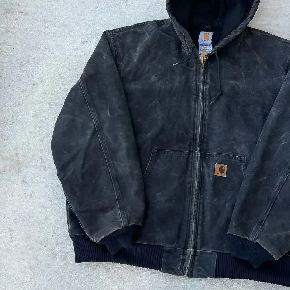 Carhartt J130 BLK faded black hooded work wear jacket